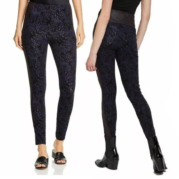 Lysse Kent Printed Faux Leather Trim Leggings Size XS Small...